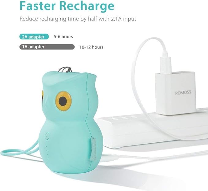 ROMOSS 5200mAh Power Bank, Perfect Owl Personalized Gift, 2.1A Output Portable Charger for iPhone, Samsung and Other Smartphones (Mint Green)