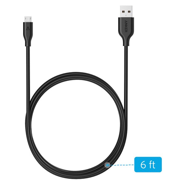 Anker Powerline Micro USB Cable 1.8m X 6FT  Black – A8133H12